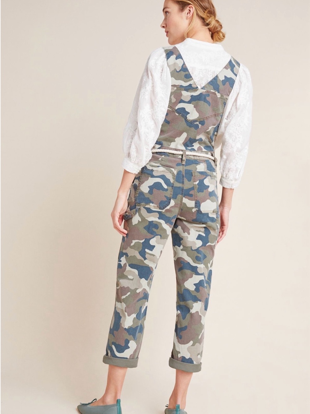 Anthropologie Camo Rope-Belt Overalls - Picture 2 of 14